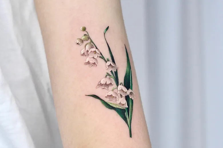 Detailed Realism Lily of the Valley Cluster Tattoo