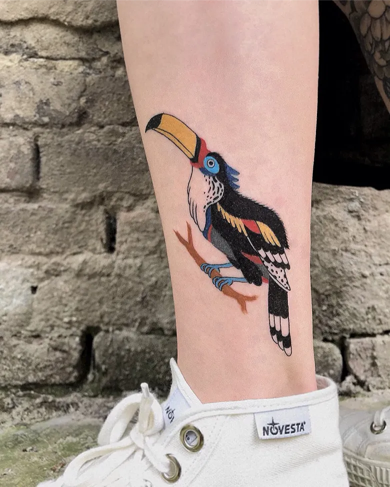 Detailed Traditional Toucan Tattoo