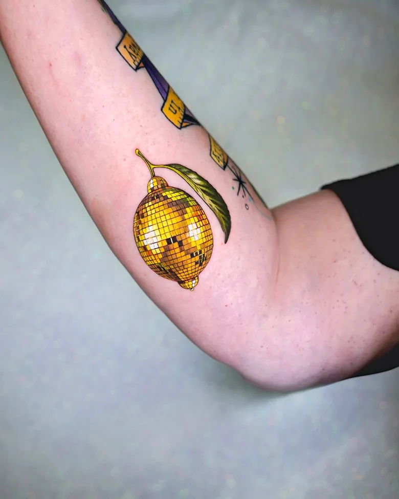 Disco Ball Lemon Tattoo
