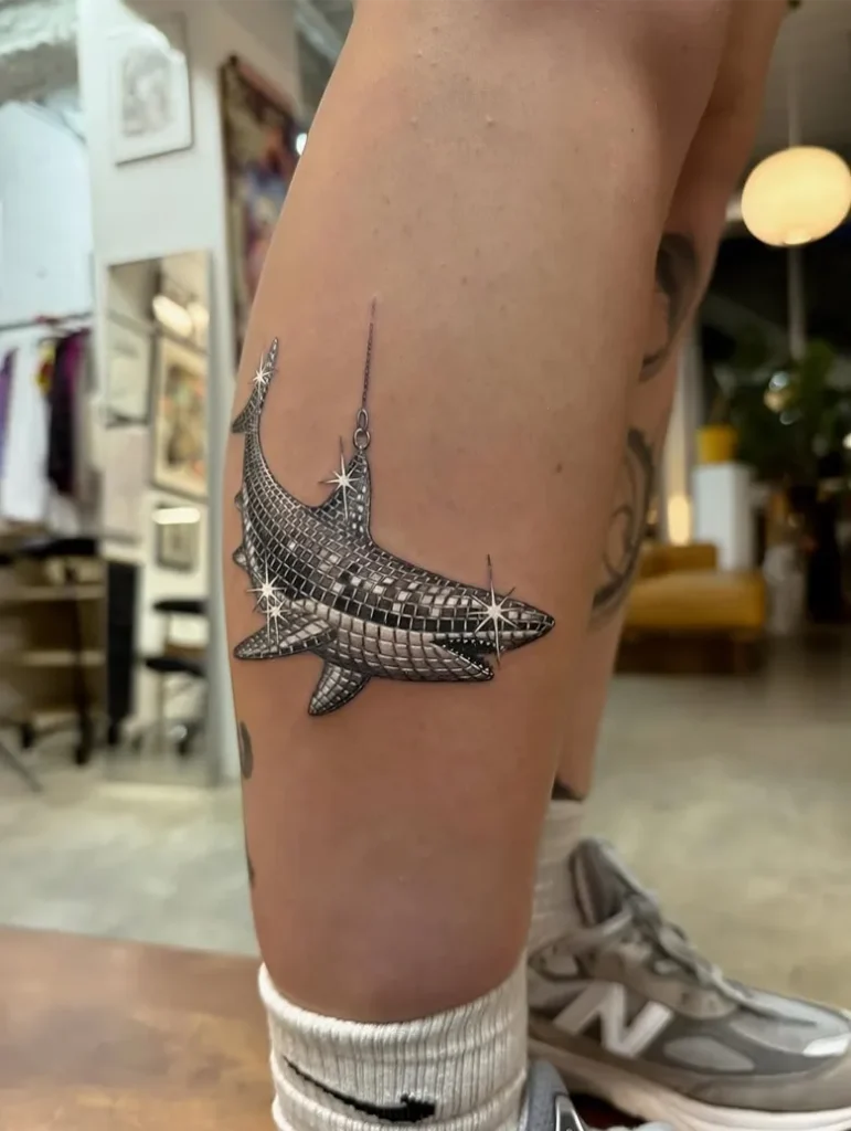 Disco Ball Shark Tattoo