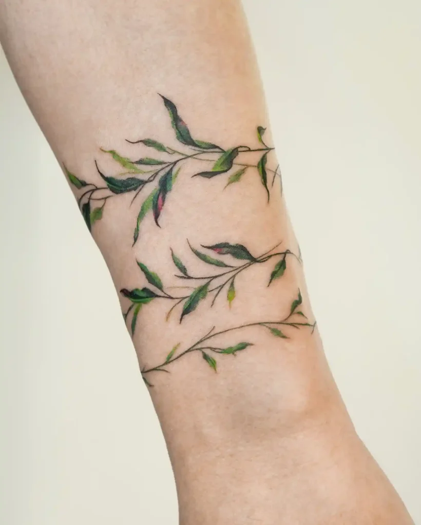 Double Wrapped Green Vine on Lower Forearm