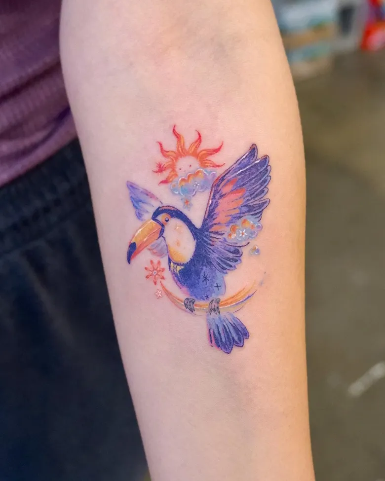 Dreamy Celestial Toucan Tattoo