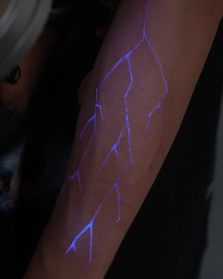 Electric Lightning Strike UV Tattoo