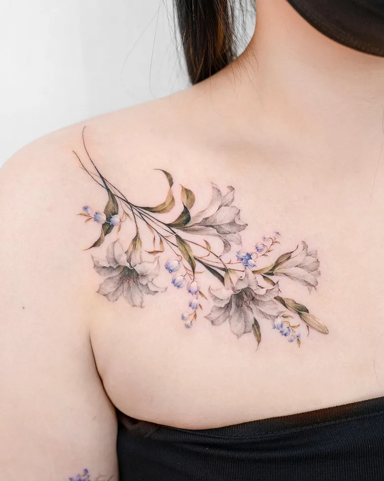Elegant Lily & Lily of the Valley Tattoo