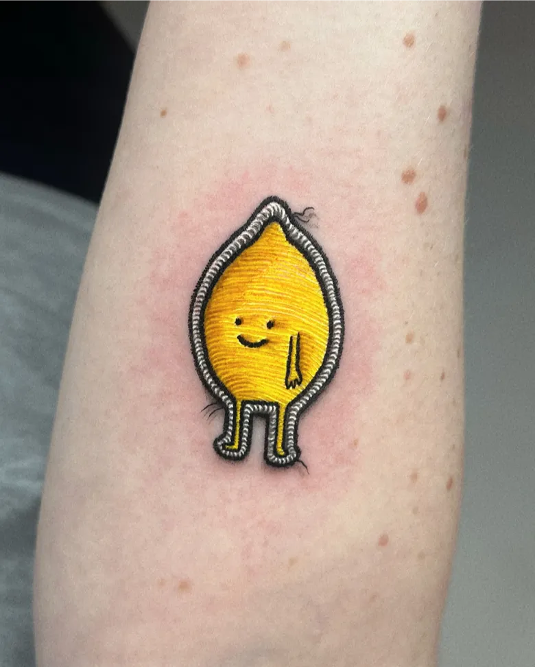 Embroidered Lemon Patch Tattoo