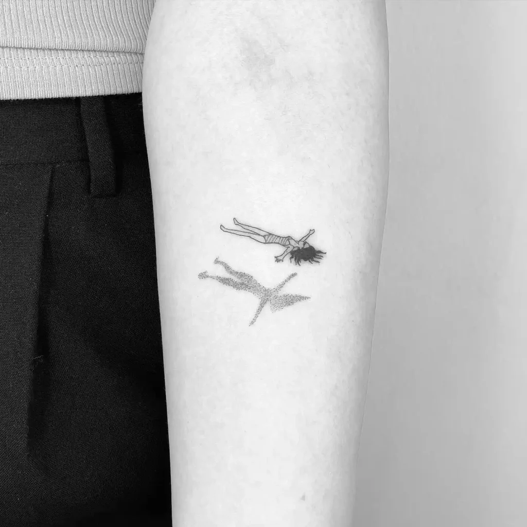 Floating Swimmer with Shadow on Inner Forearm