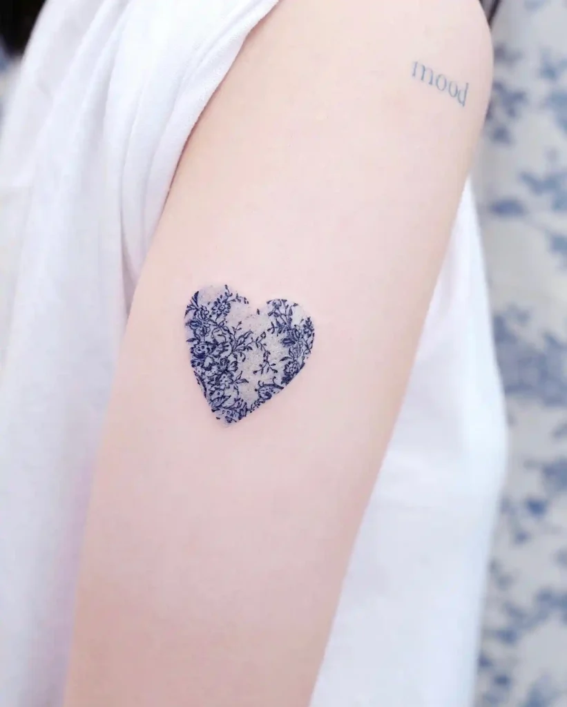 Floral Lace Heart Pattern on Upper Arm