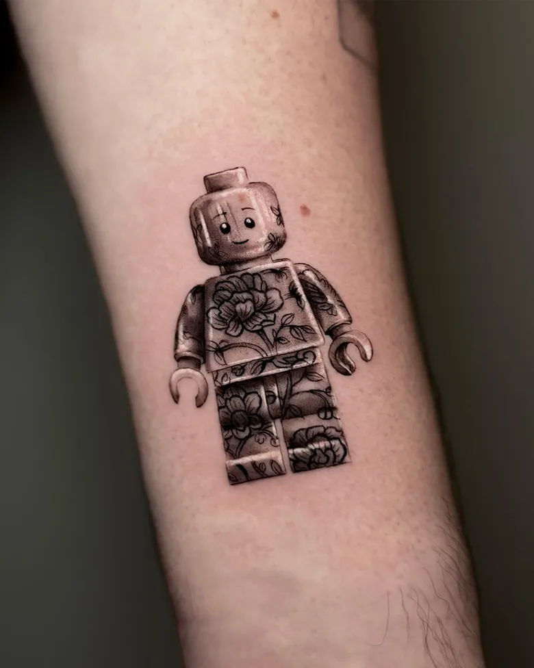 Floral Pattern Lego Tattoo