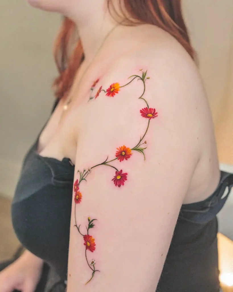 Flowering Vine on Shoulder and Upper Arm