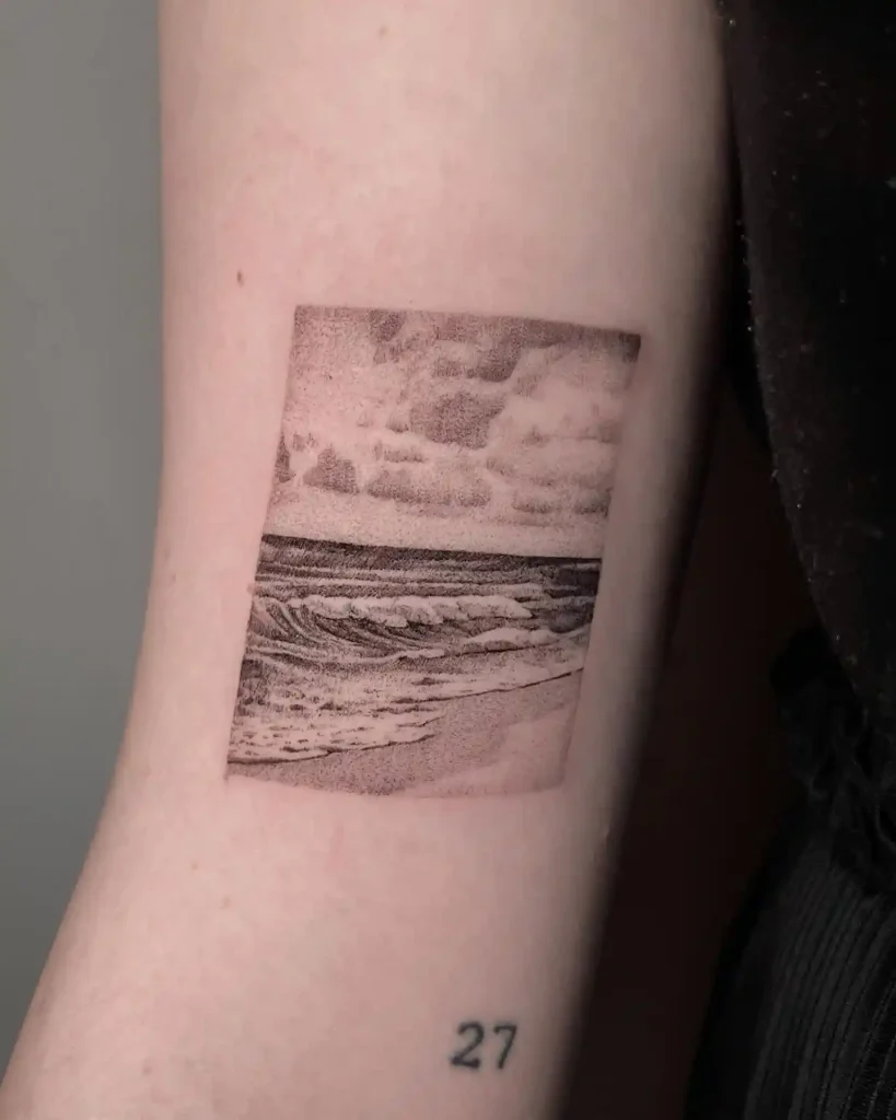 Framed Beach Scene on Inner Arm