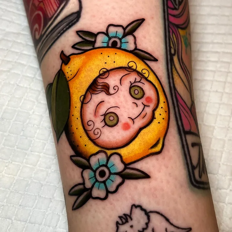 Funny Baby Face Lemon Tattoo