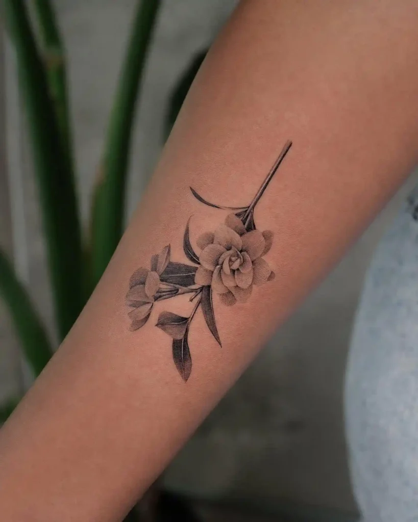 Gardenia Flower Branch on Inner Forearm
