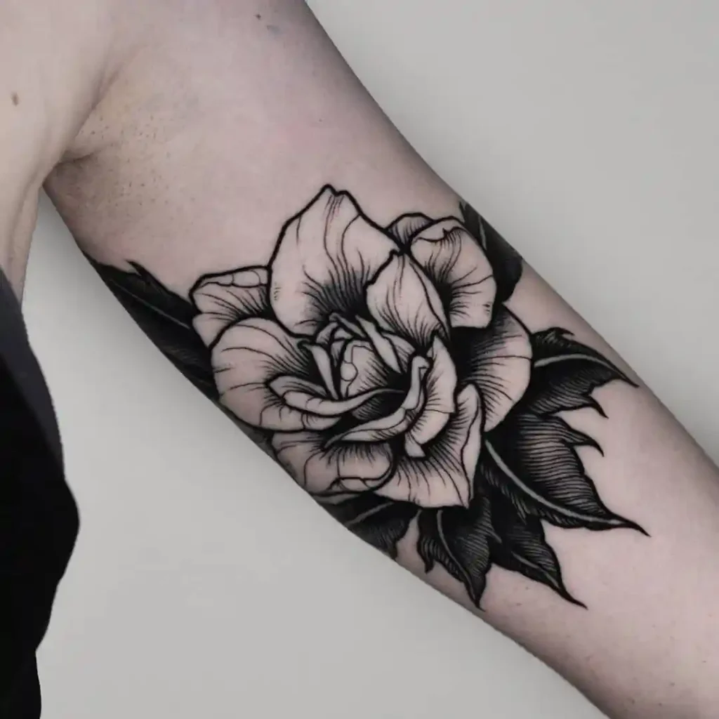 Gardenia Flower with Bold Shading on Inner Arm