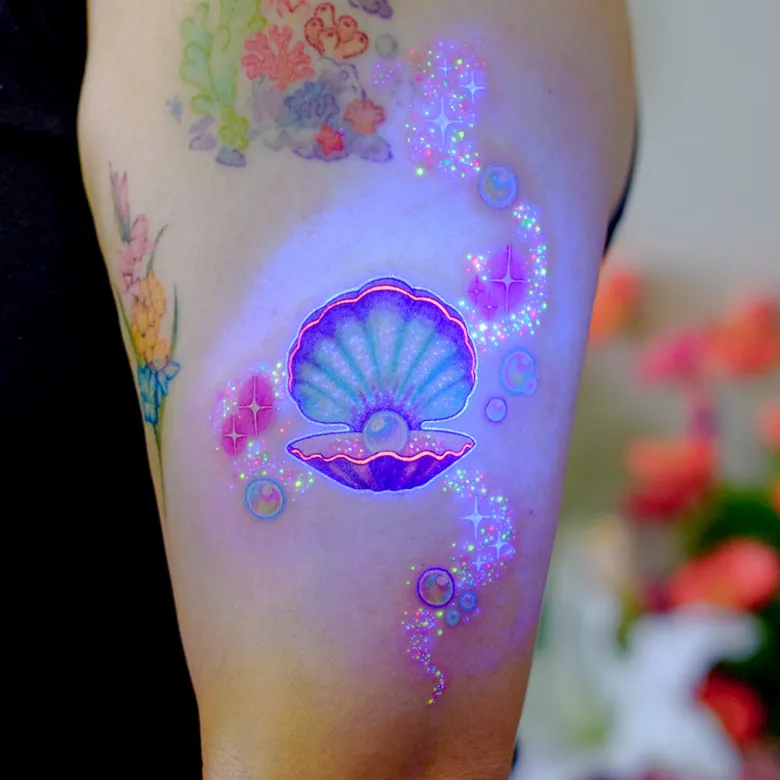 Glowing Pearl Shell UV Tattoo