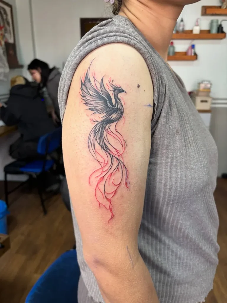 Graceful Flowing Phoenix Tattoo