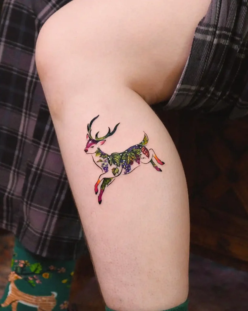 Grapevine Stag Design on Lower Leg