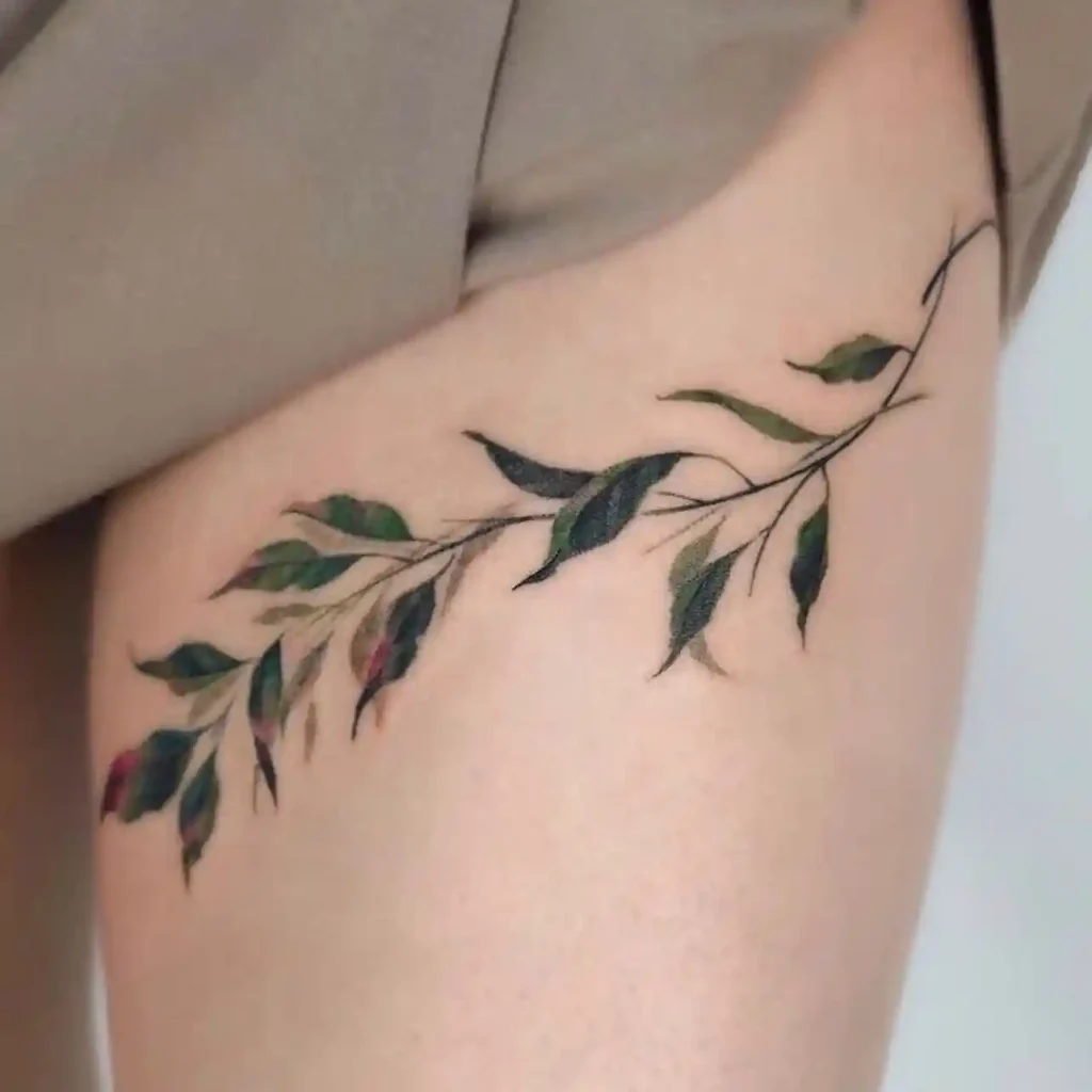 Green Leafy Vine on Upper Thigh