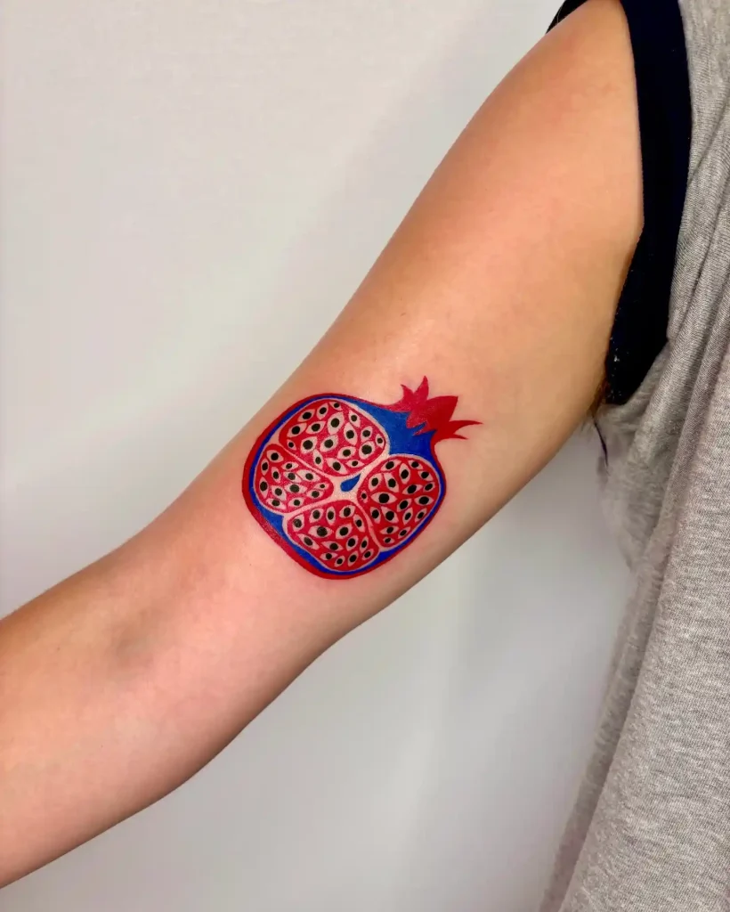 Half Cut Pomegranate with Eyes on Inner Arm