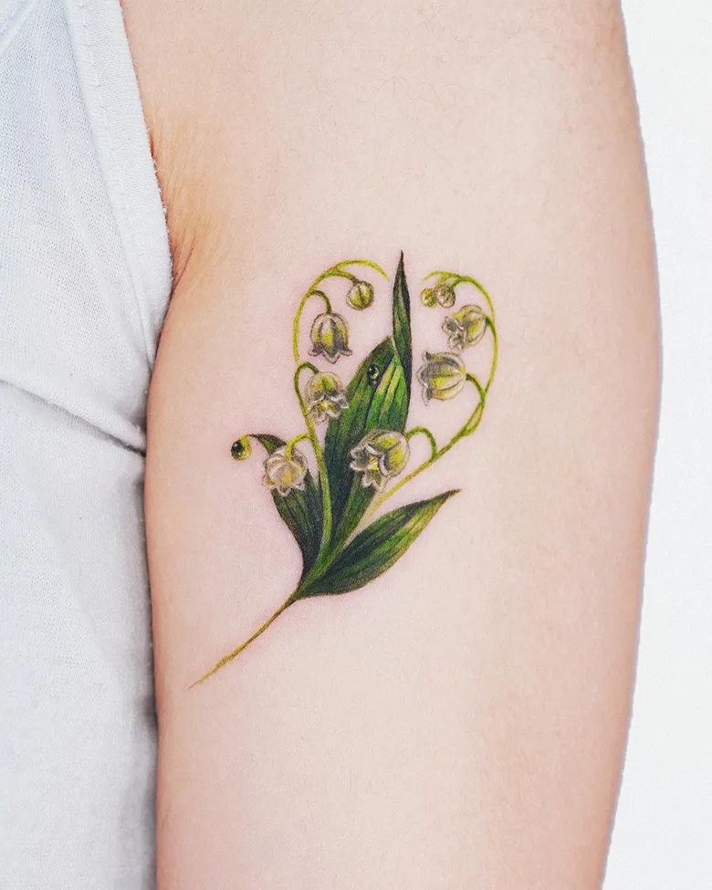 Heart Shaped Lily of the Valley Tattoo