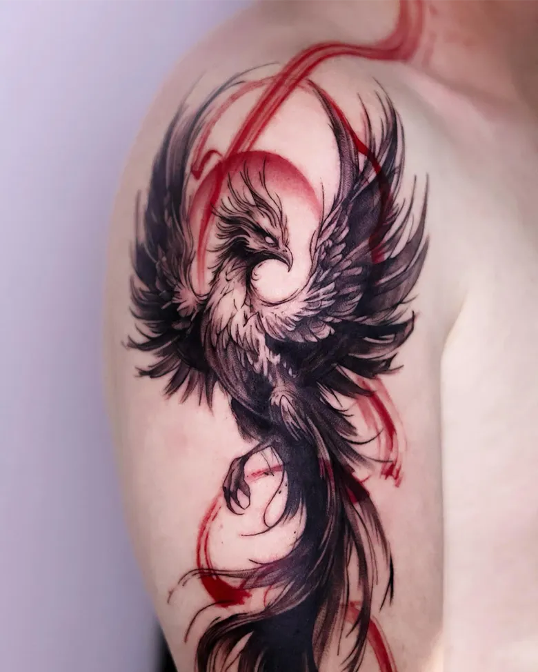 Intense Brushstroke Phoenix Tattoo