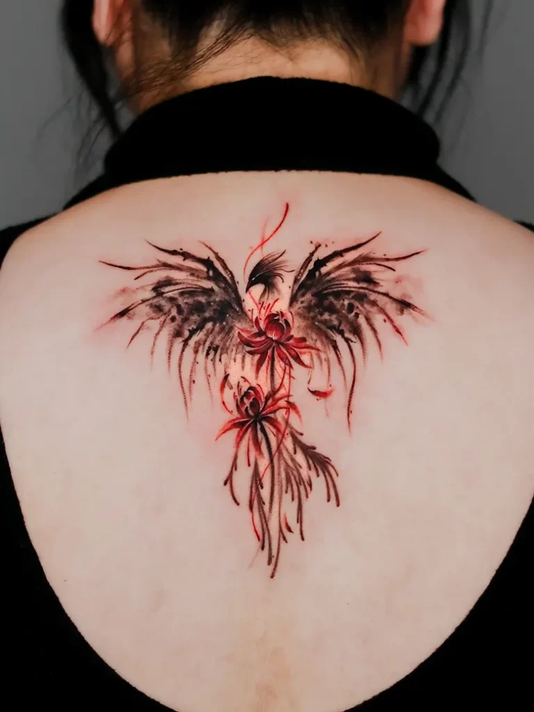Intense Brushstroked Phoenix Tattoo