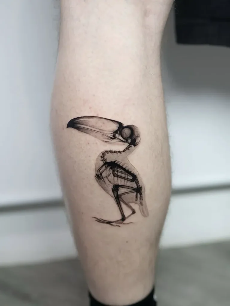 Intricate X Ray Skeleton Toucan Tattoo