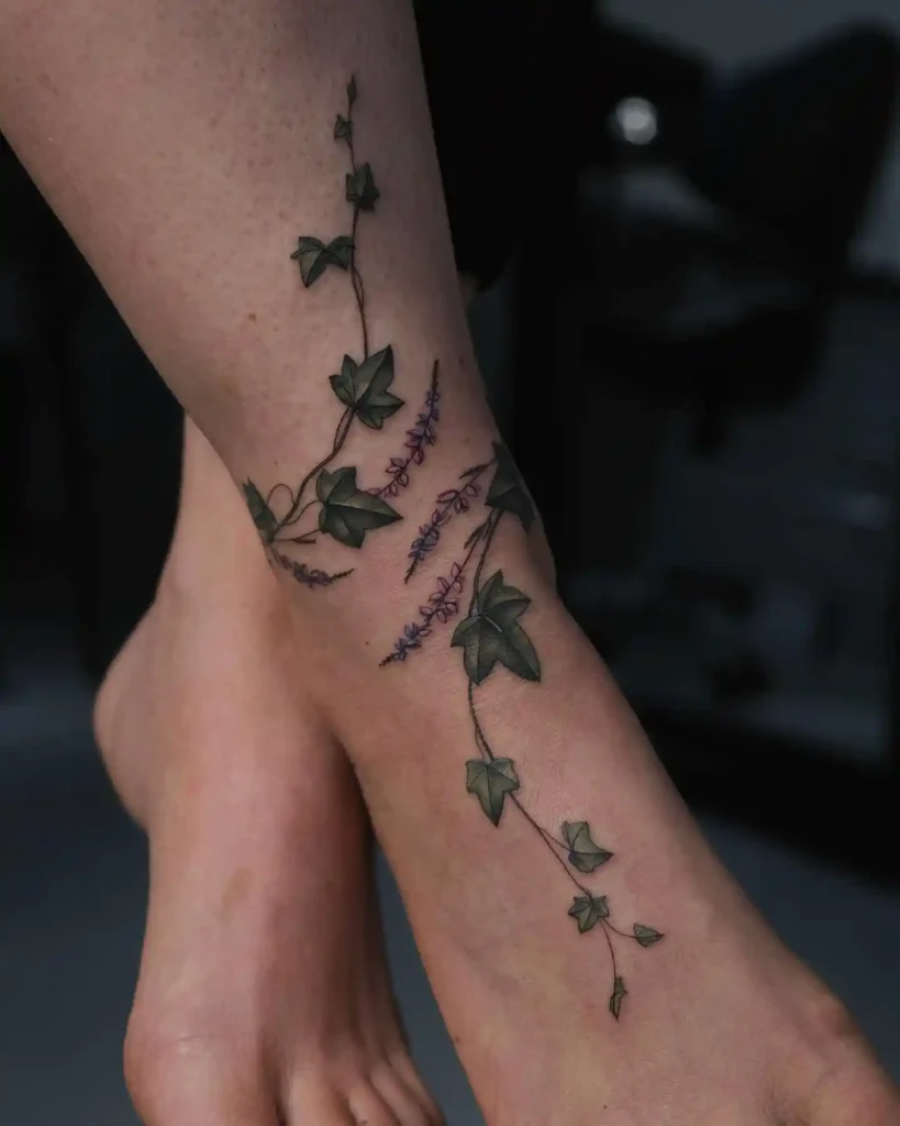 Ivy Vine with Lavender Accents on Ankle and Foot