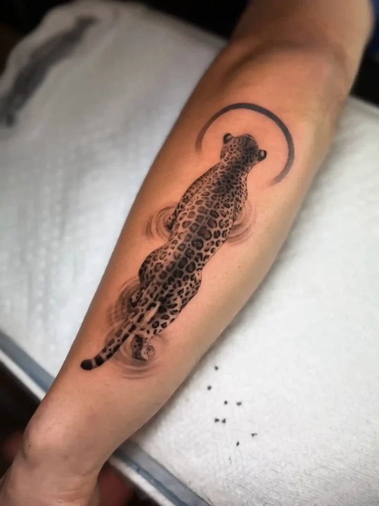 Jaguar Walking Through Water on Forearm