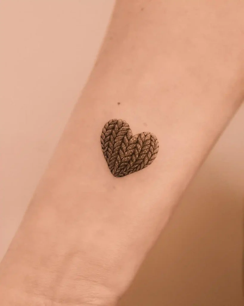 Knitted Heart Pattern on Inner Forearm