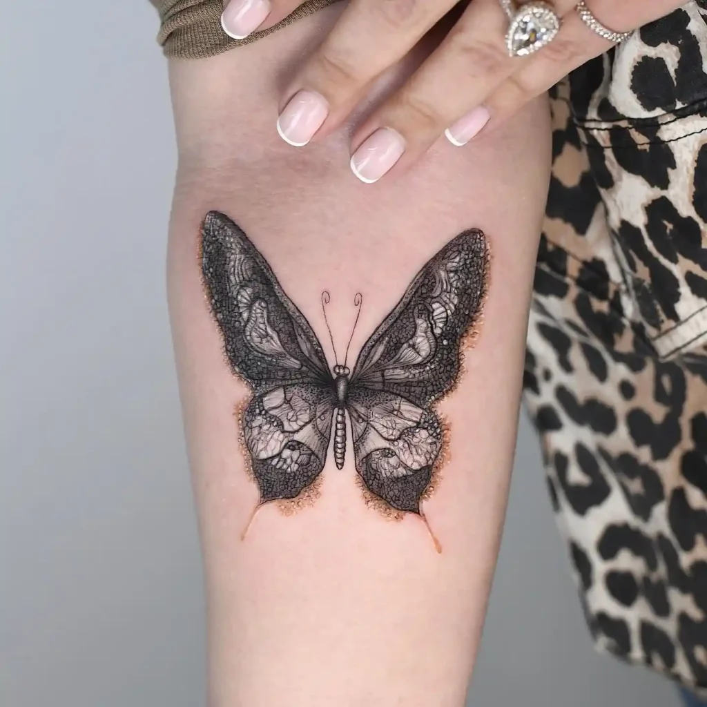 Lace Butterfly on Inner Forearm