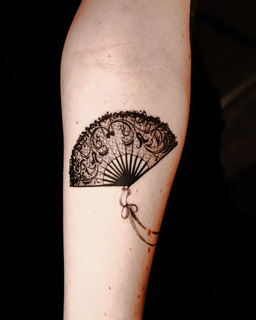 Lace Hand Fan on Inner Forearm