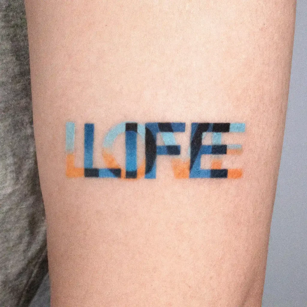Life and Love Layered Typography on Forearm