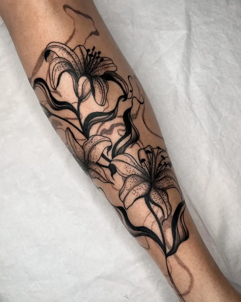 Lily Flower Design on Shin