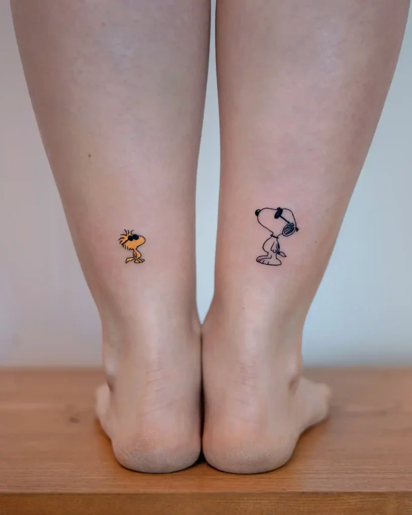 Matching Cool Snoopy and Woodstock on Back of Ankles