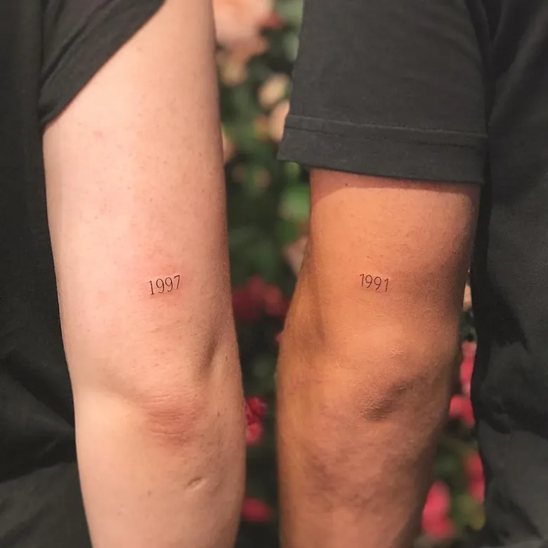 Matching Couple Birth Year Tattoos