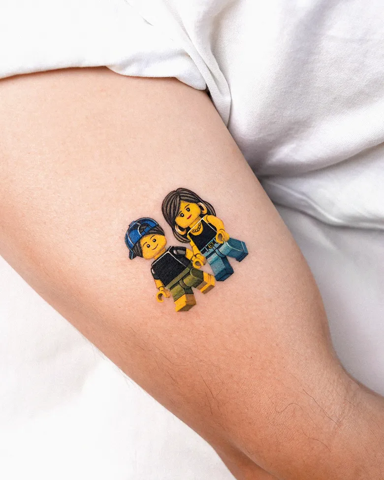 Matching Couple Lego Tattoo Idea