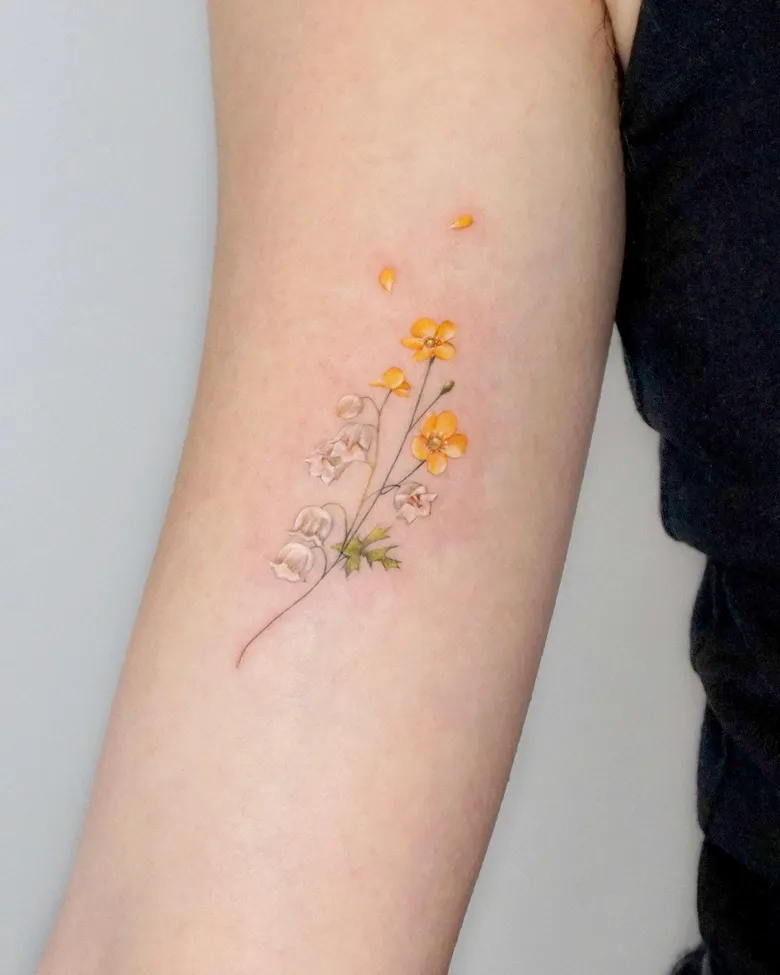 Mini White Lily of the Valley Tattoo
