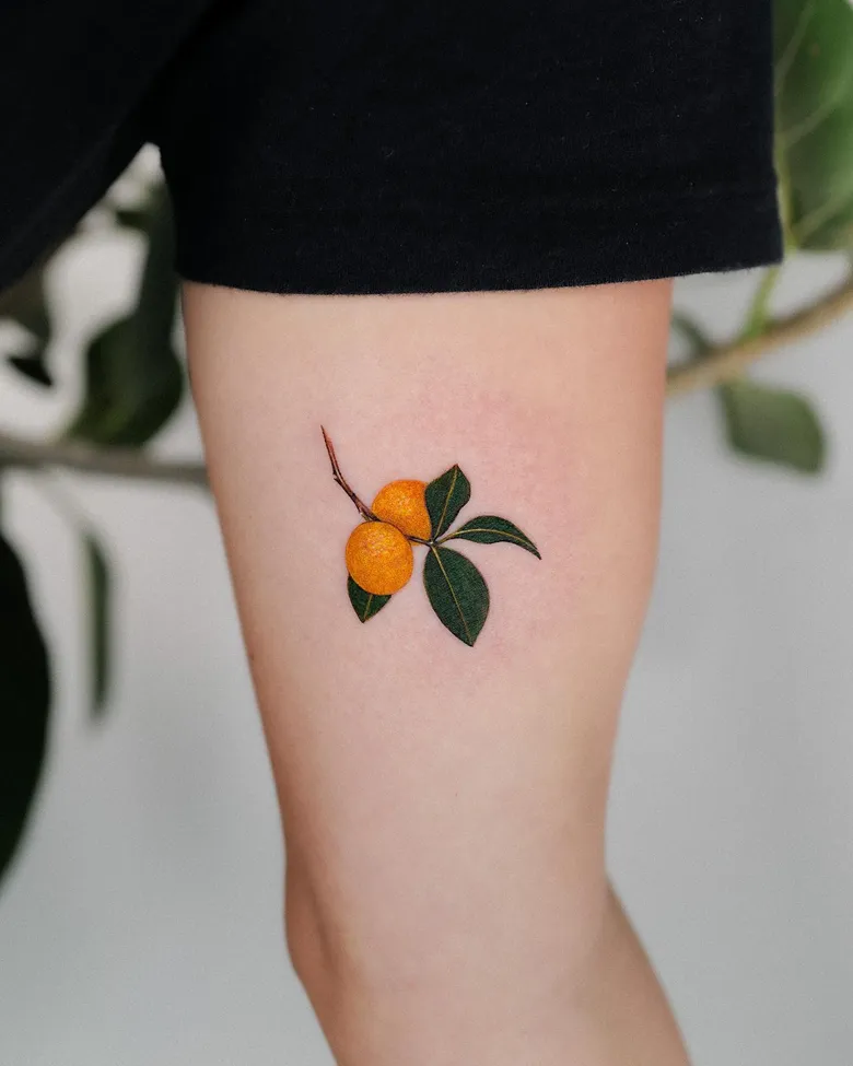 Minimal Citrus Branch Tattoo