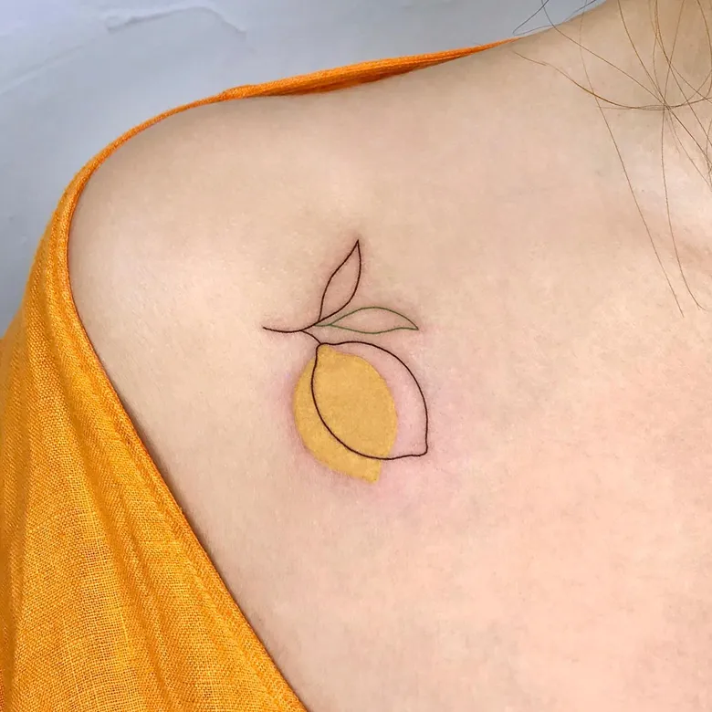 Minimal Fine Line Lemon Tattoo