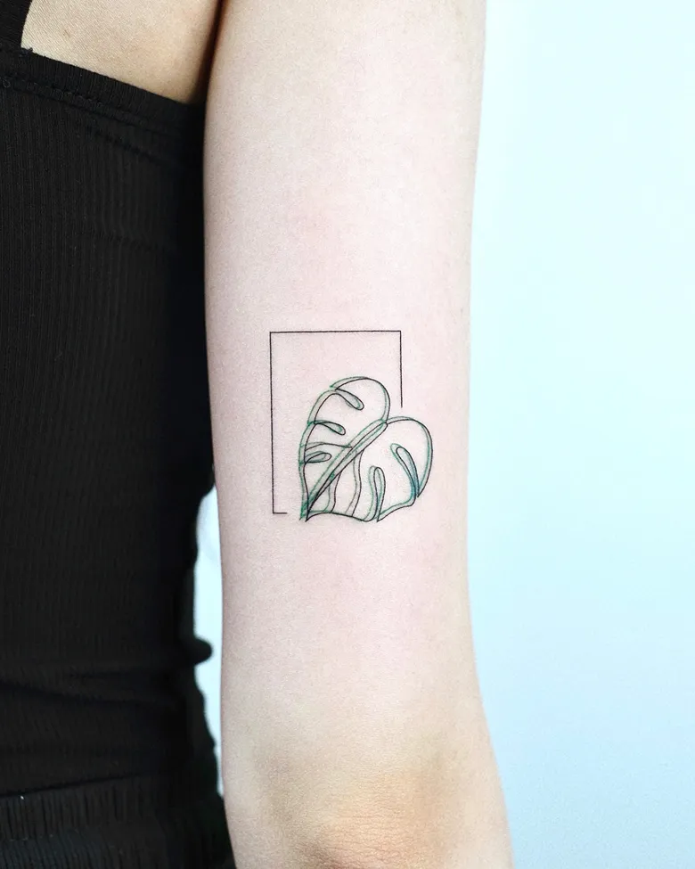 Minimal Geometric Monstera Tattoo