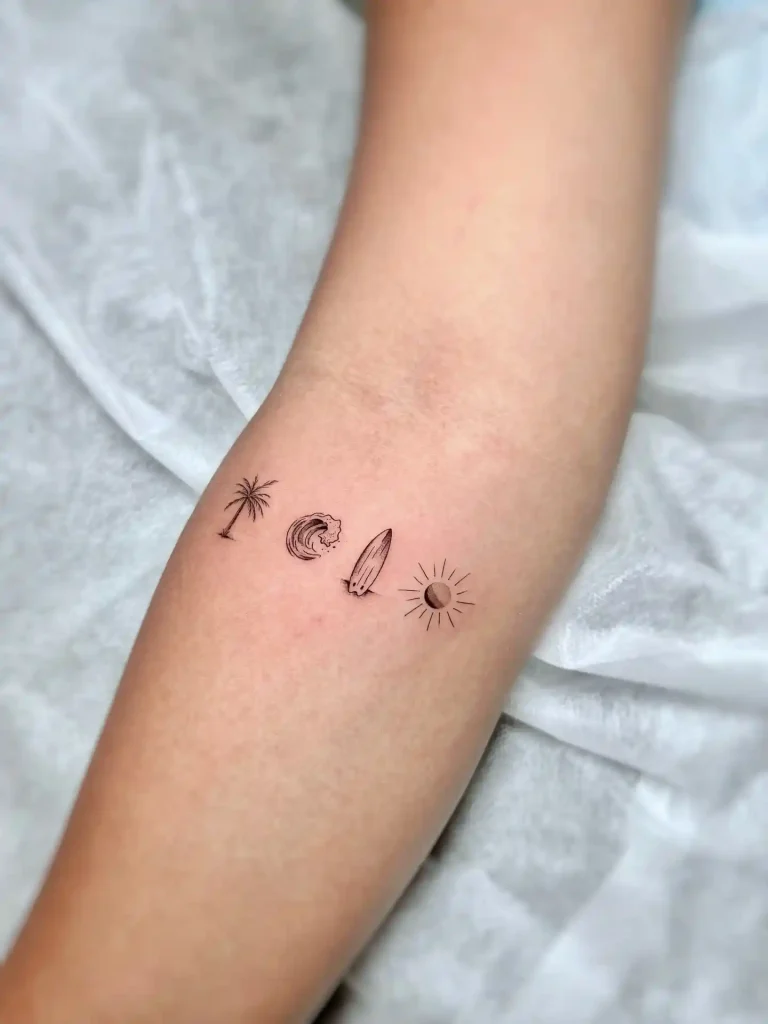 Minimalist Beach Icons on Forearm