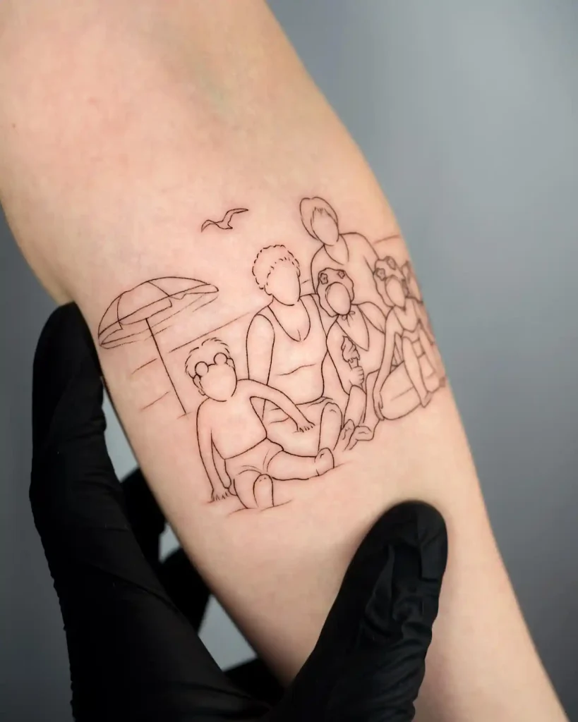 Minimalist Family Shoreline Portrait on Inner Arm