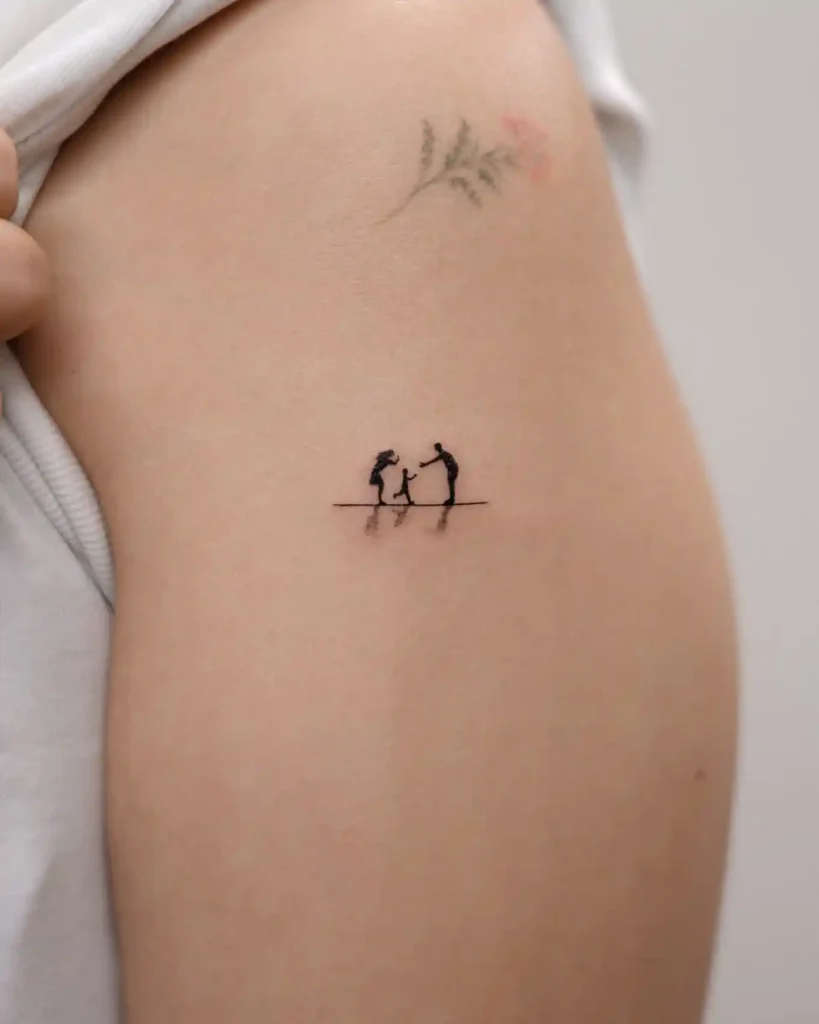 Minimalist Family Silhouette on Upper Arm