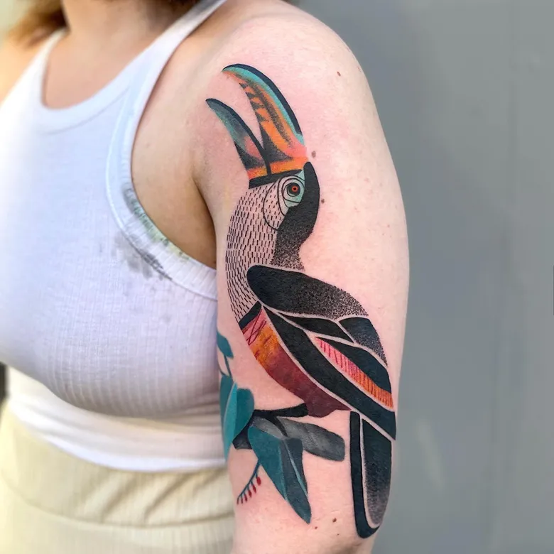 Modern Graphic Toucan Sleeve Tattoo