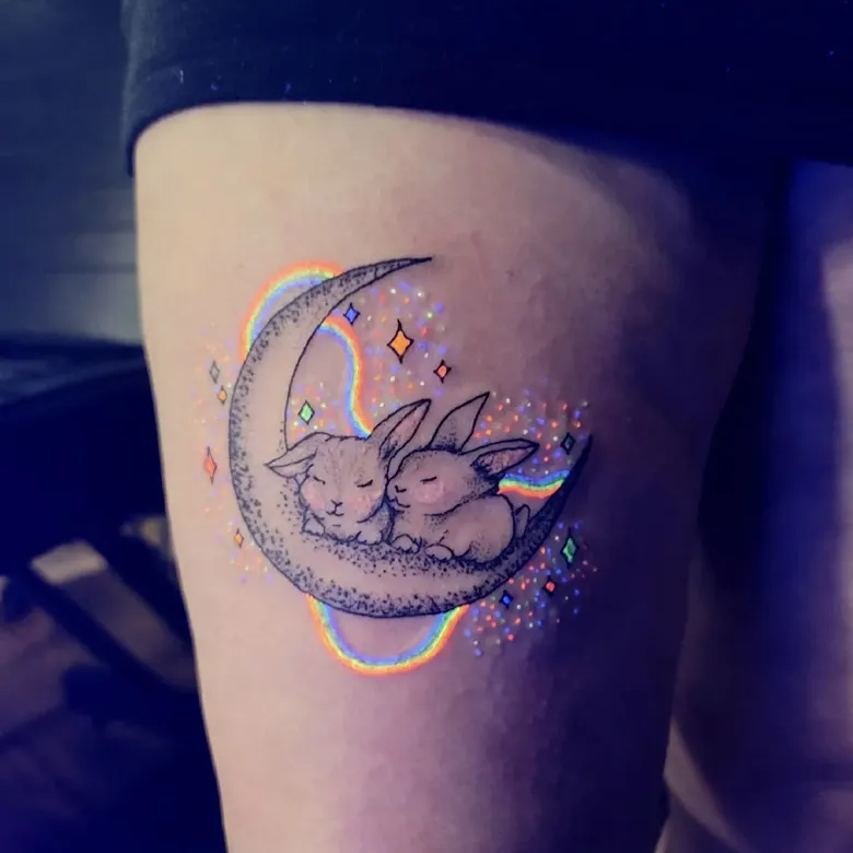 Moon Rabbits UV Tattoo