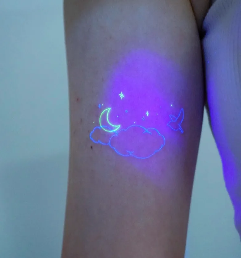 Moon and Clouds UV Tattoo