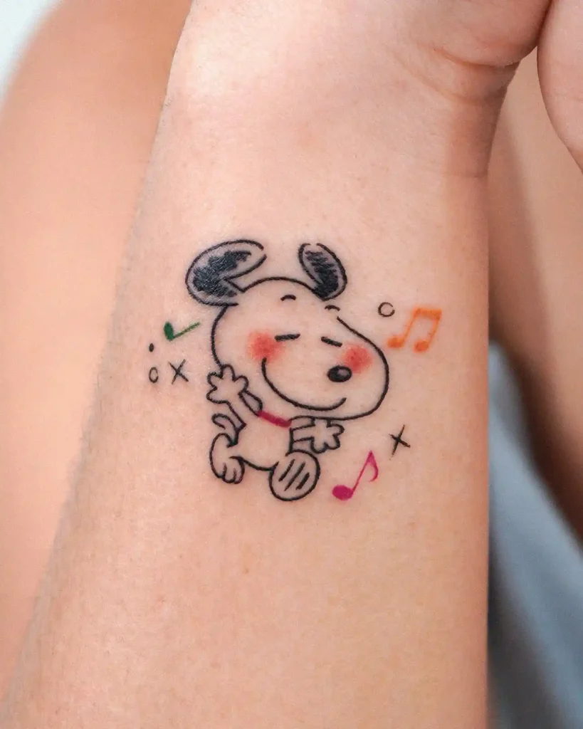 Musical Snoopy Dancing on Inner Wrist