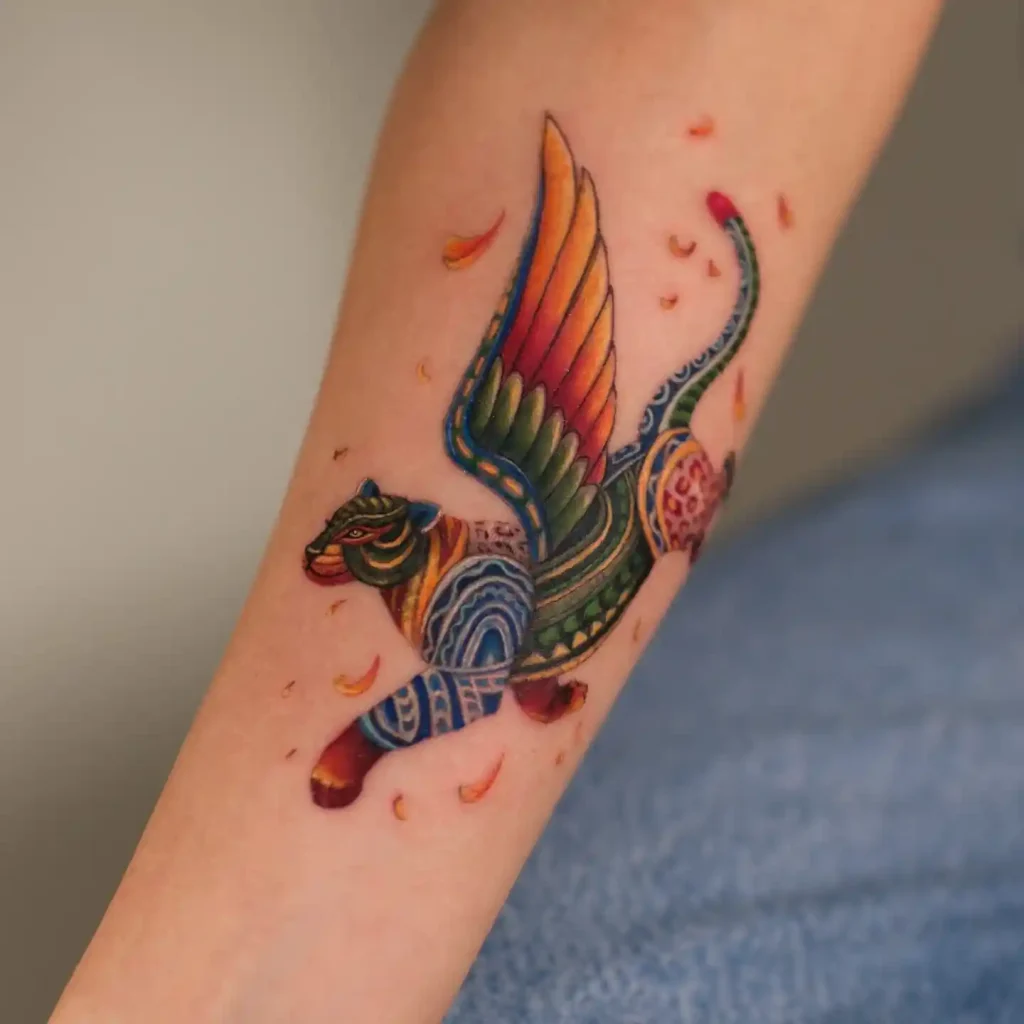 Mythical Winged Jaguar on Forearm