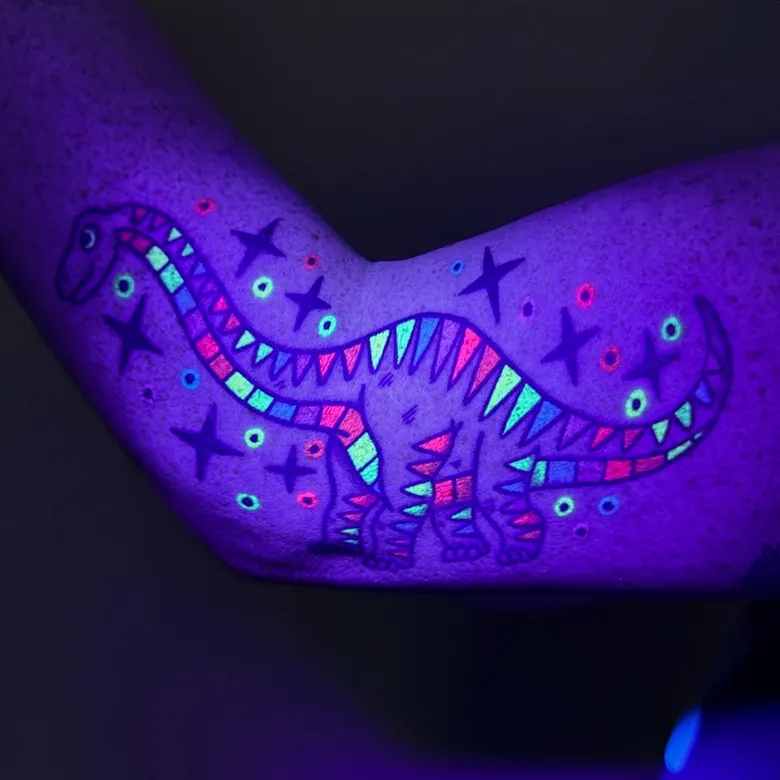 Neon Dinosaur UV Tattoo