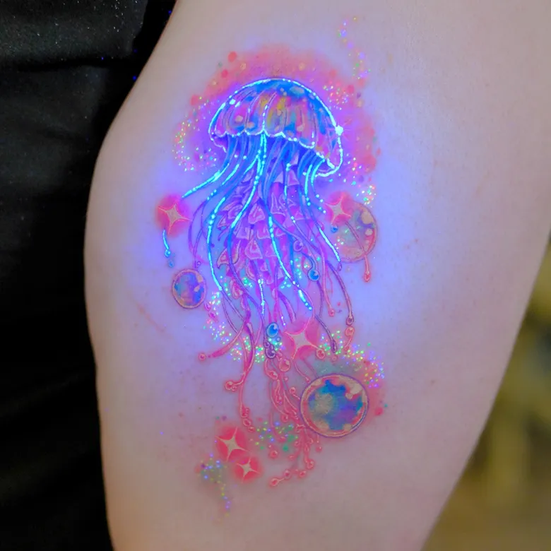 Neon Jellyfish UV Tattoo